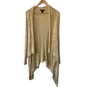 INC International Concepts Beige Open Knit Swing Cotton Cardigan Sweater Small